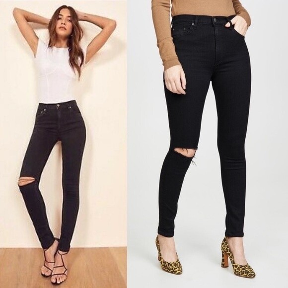 Reformation High Rise Faded Distressed Jeans 23 - Picture 1 of 9